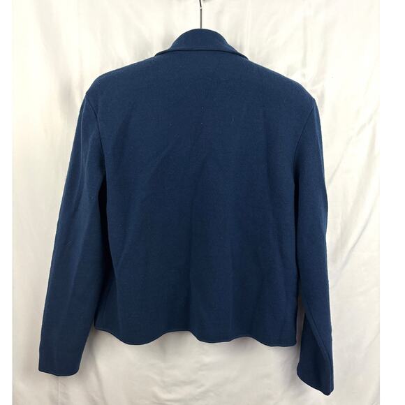 Andrea Jovine Women's MEDIUM Wool Zip Up Blue Sweater with Pockets - Picture 2 of 10